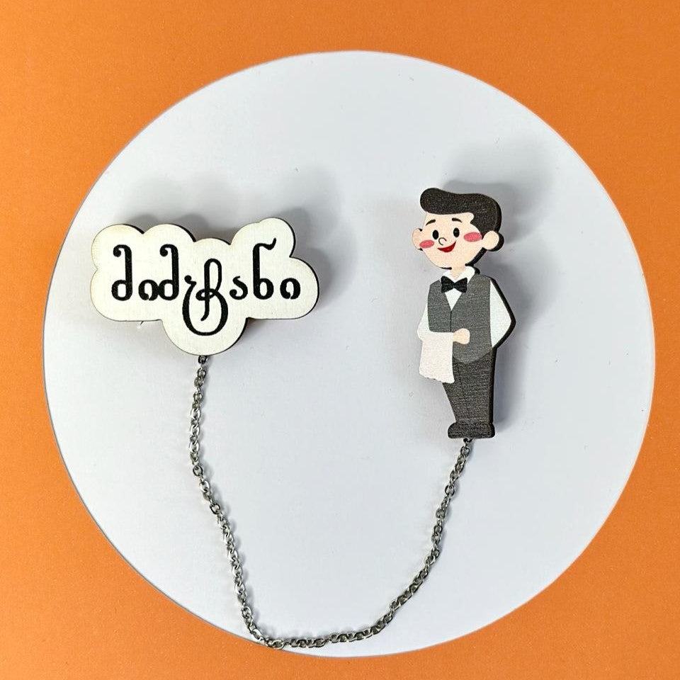 Profession waiter accessory brooch