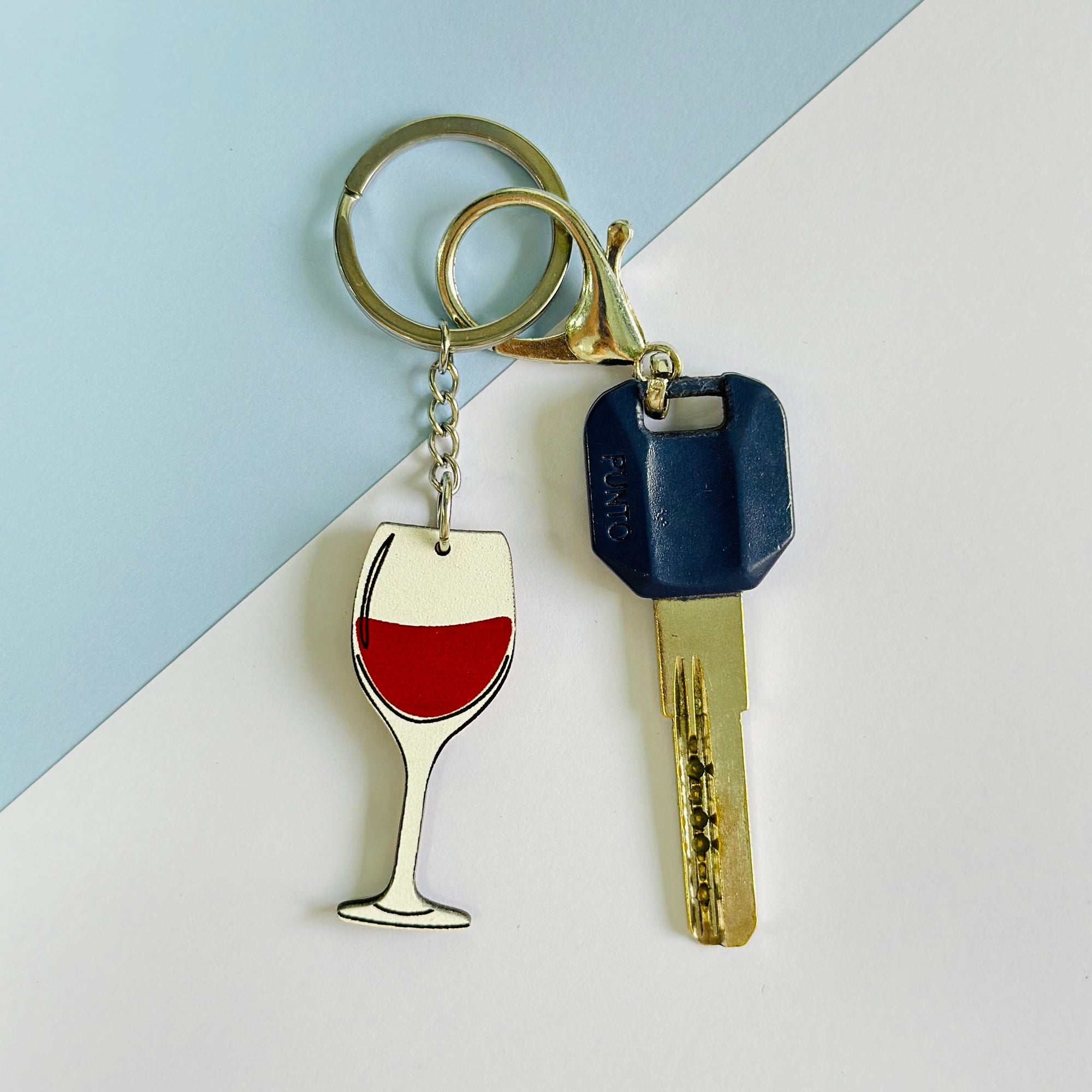 Wine glass keychain