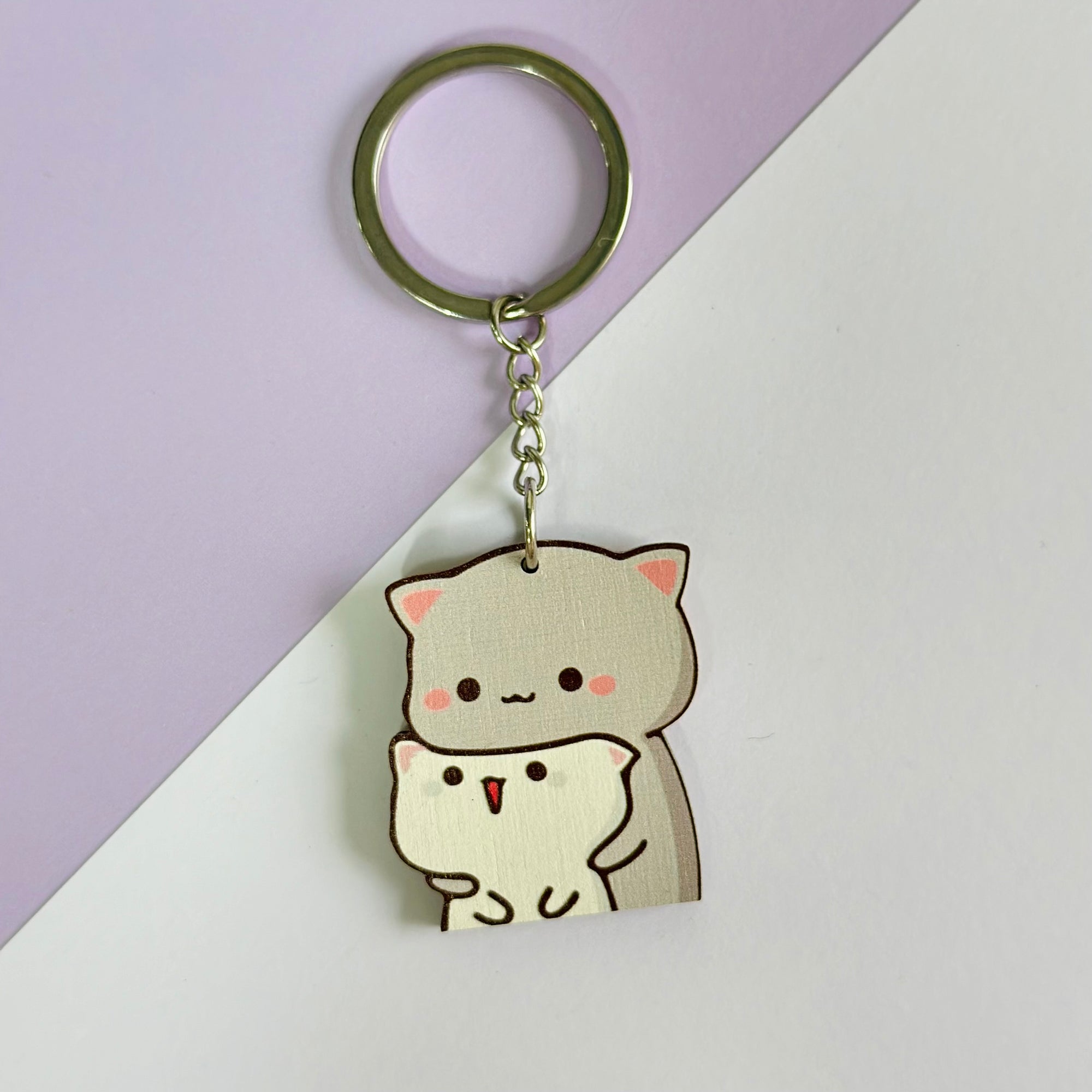 Hugging cats keychain