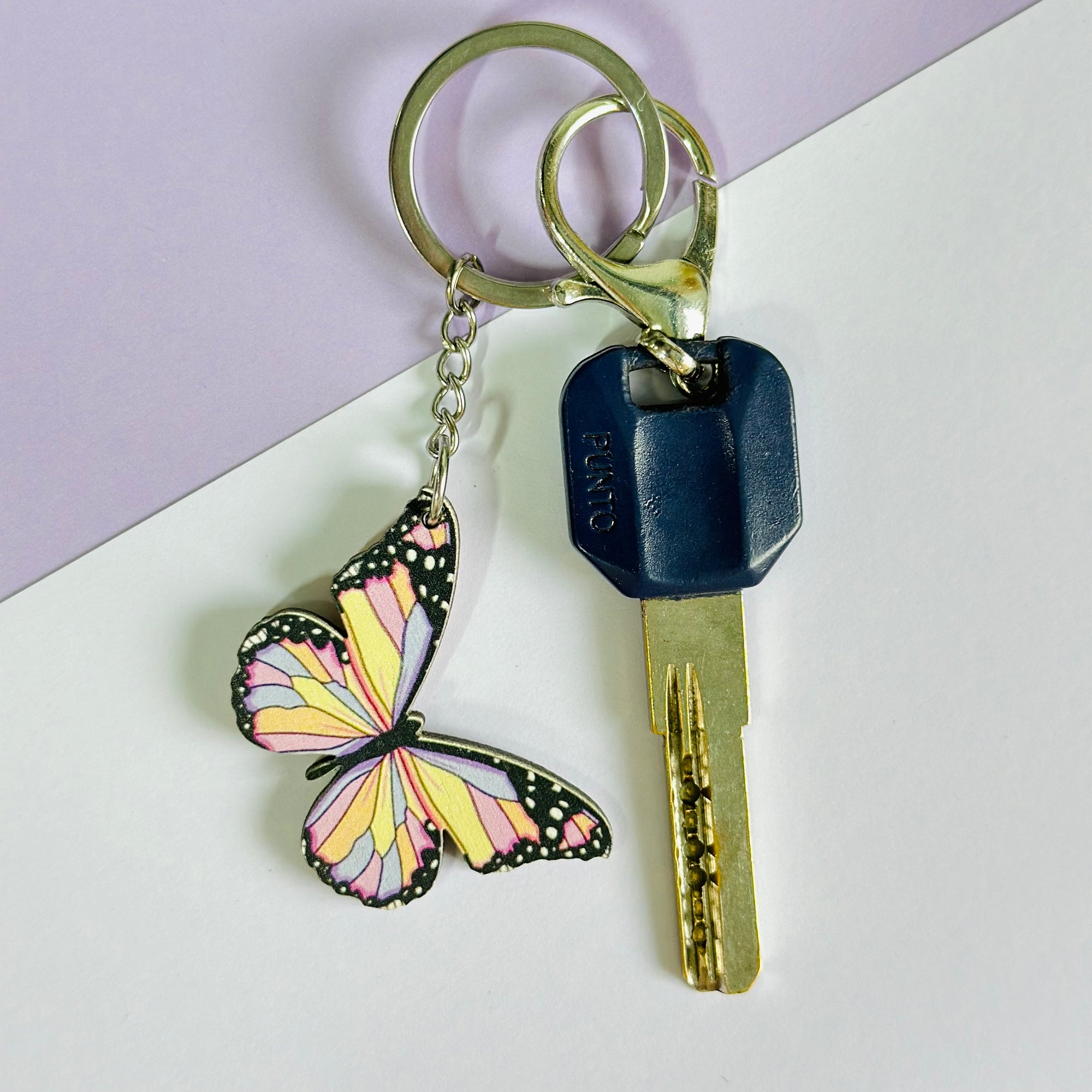 Butterfly keychain in pastel colors