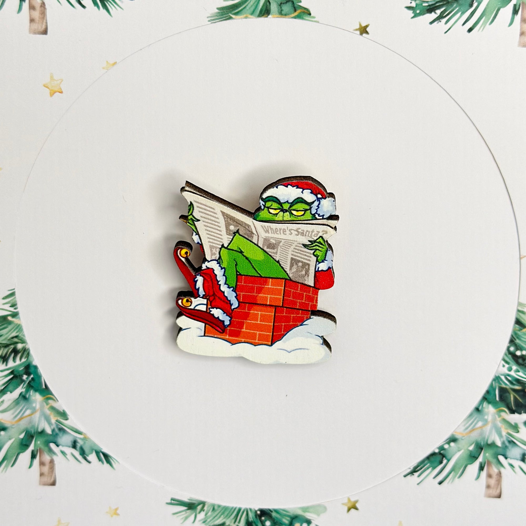 The Grinch With Various design Gifts/Fireplace/Coffee Standard Brooch