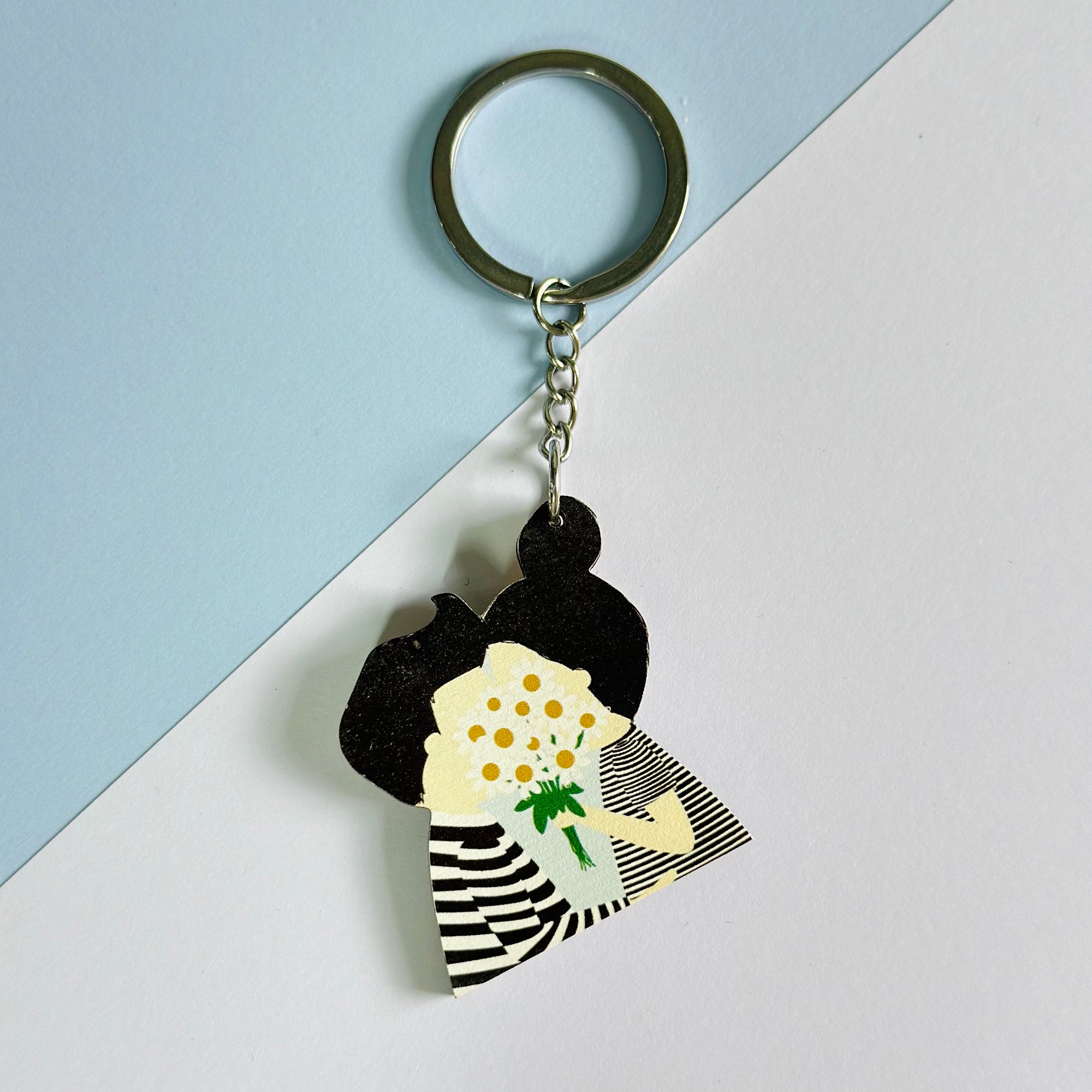 Lovers couple daisy keychain