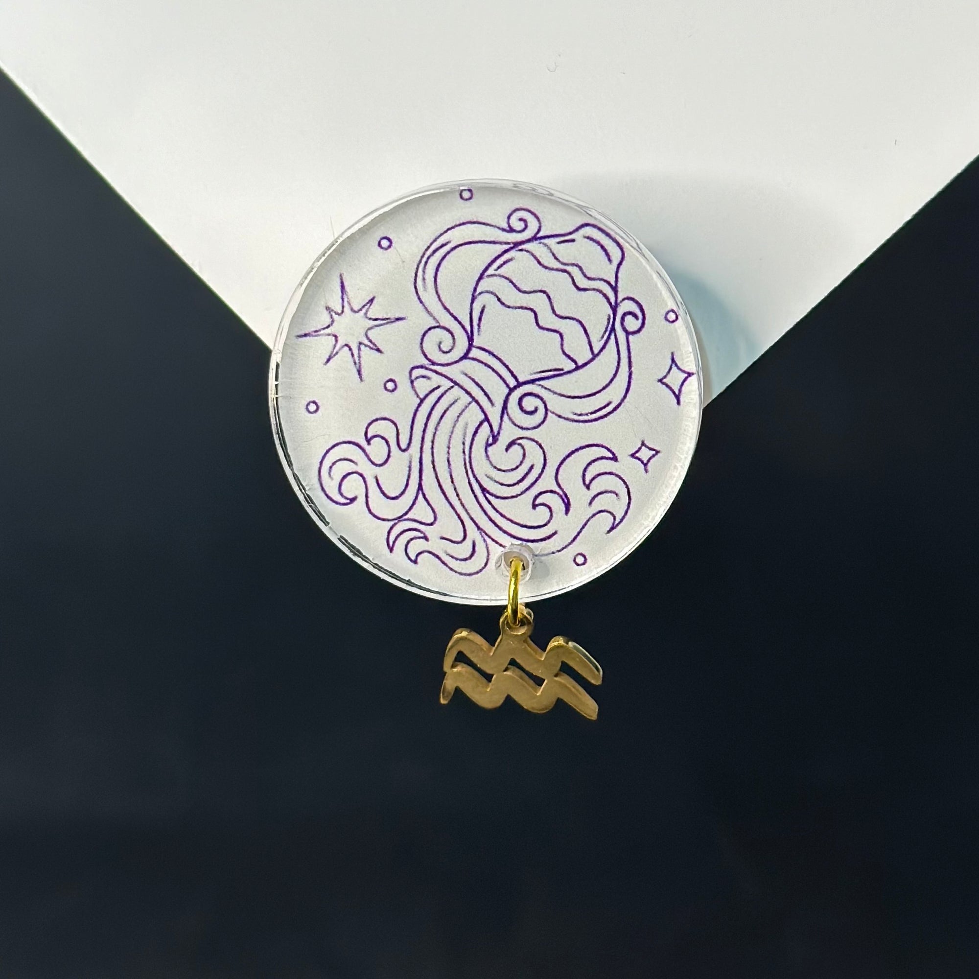 Aquarius Zodiac Brooch/Pin