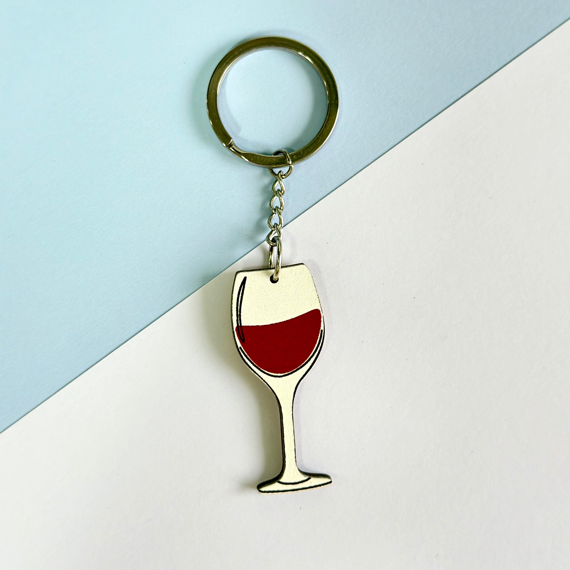 Wine glass keychain