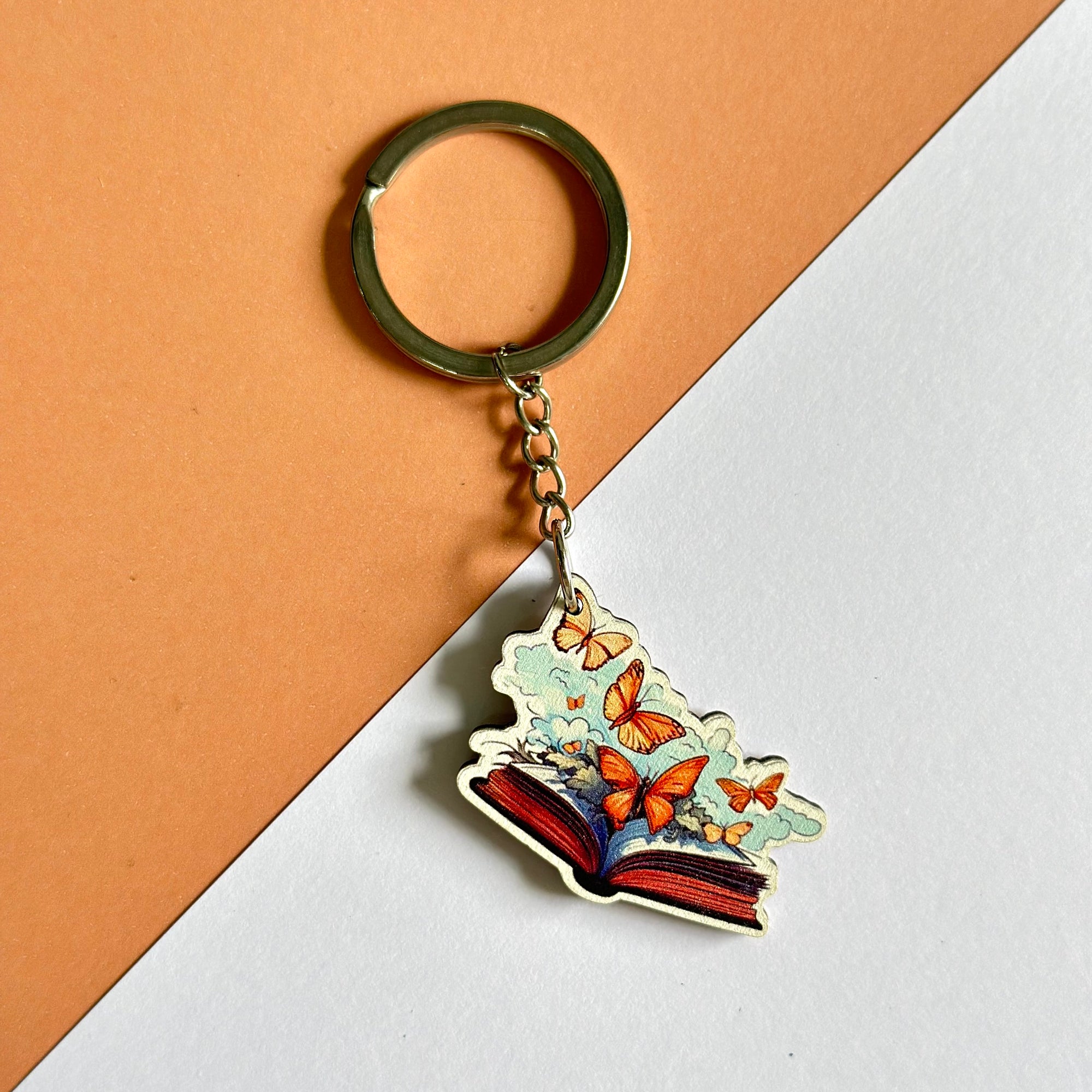 Book with butterflies keychain