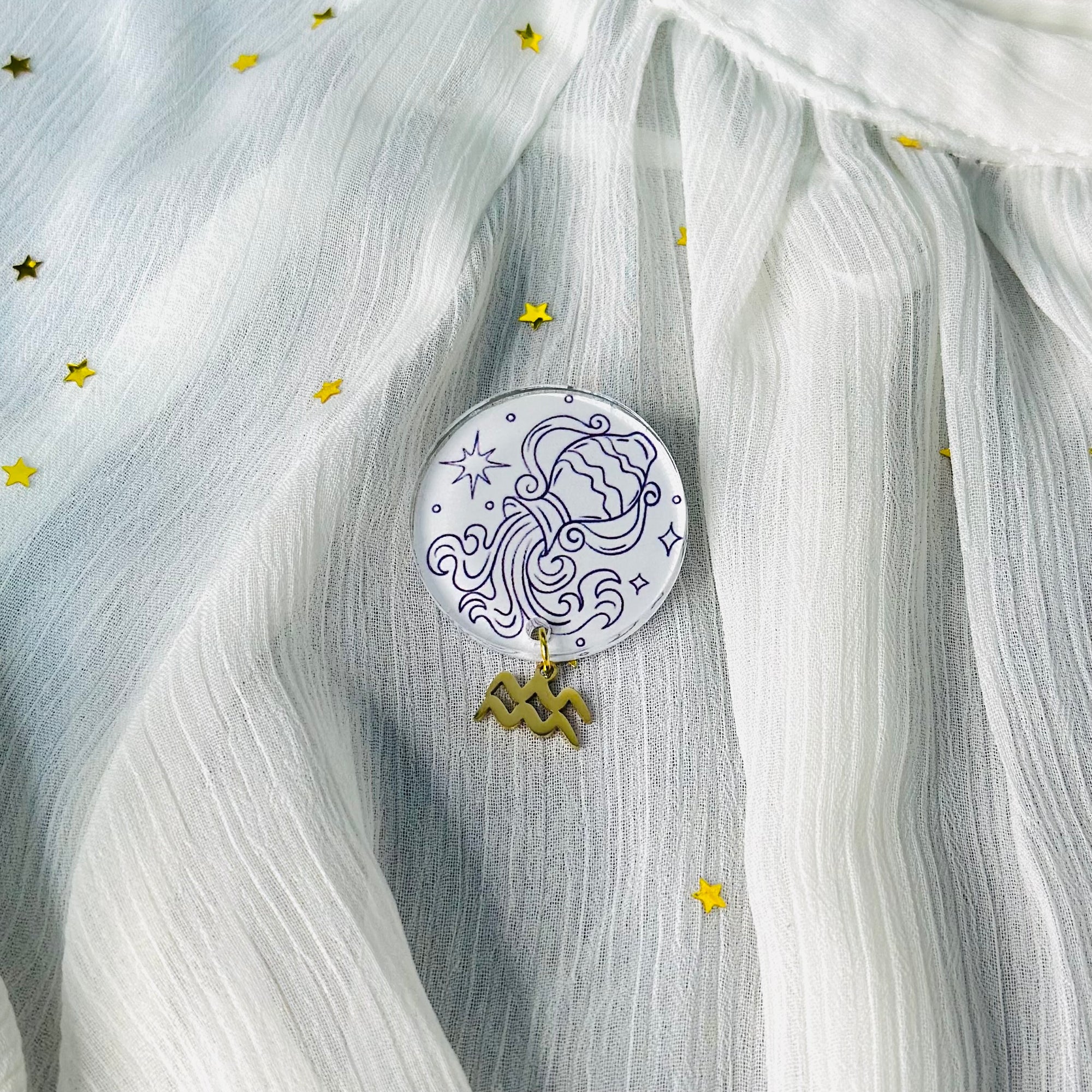 Aquarius Zodiac Brooch/Pin