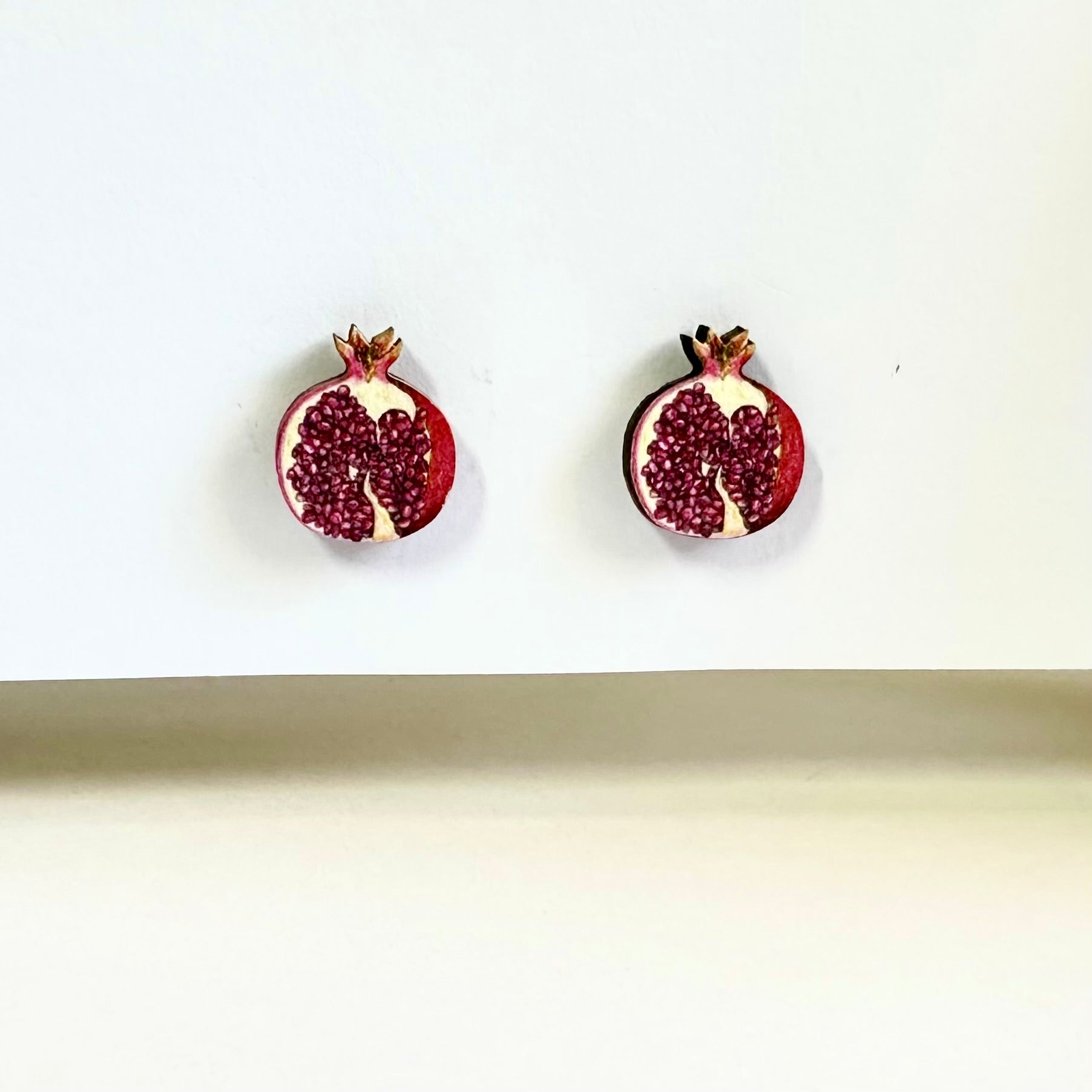 Pomegranate wood earring