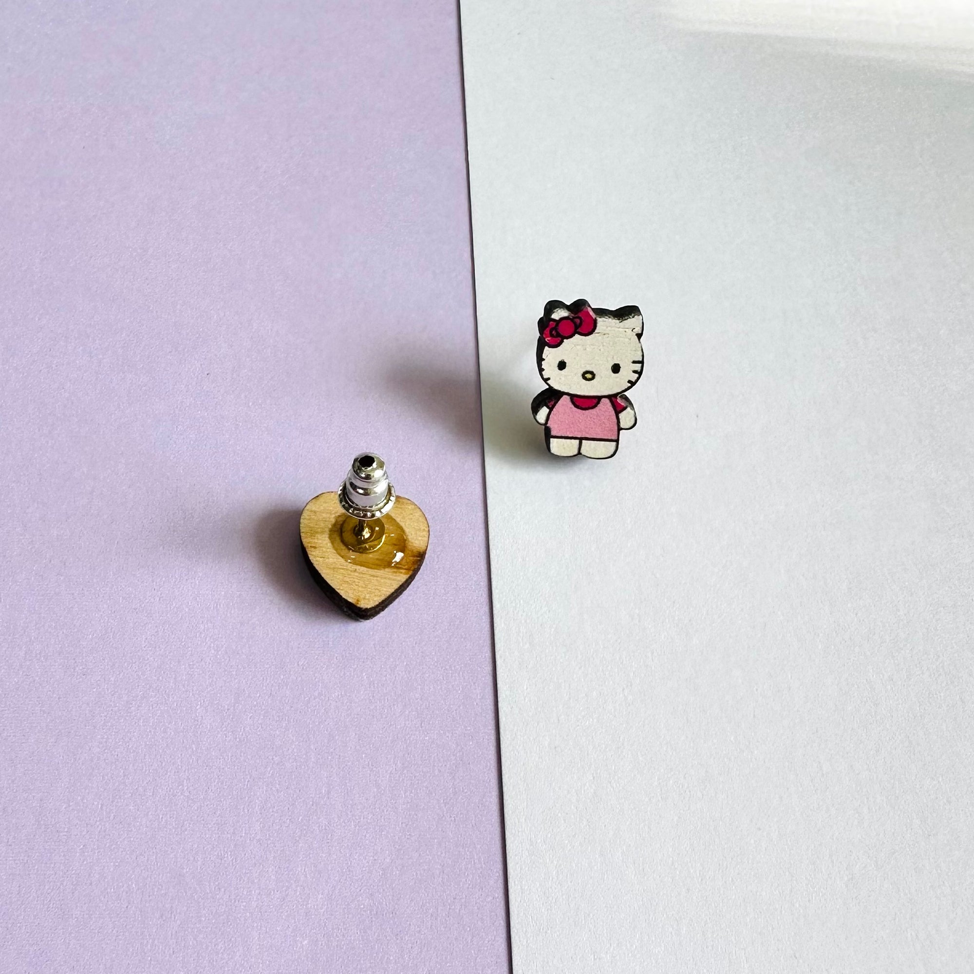 Hello Kitty wooden earring