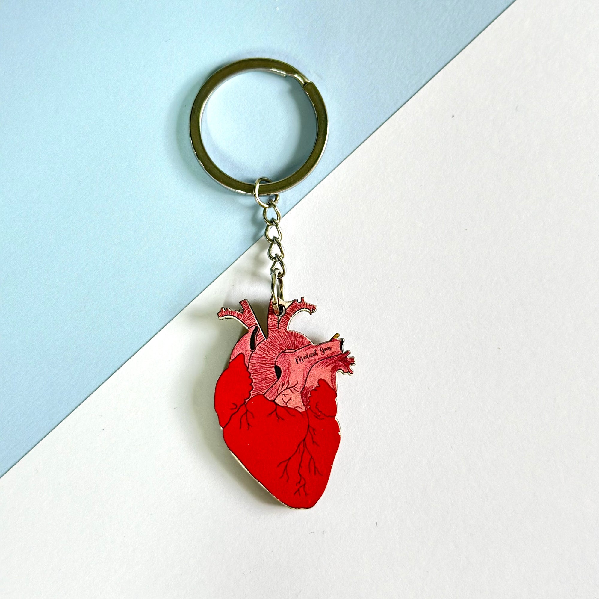 Anatomical red heart keychain