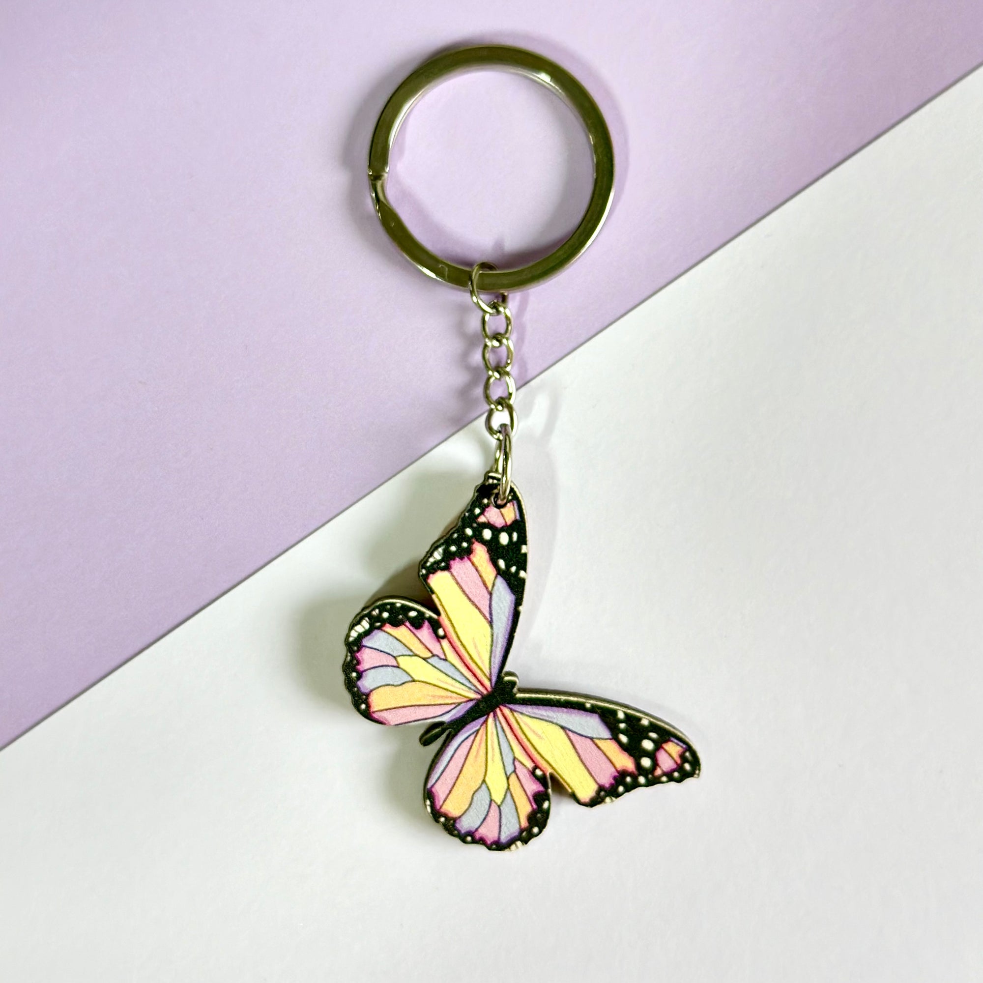 Butterfly keychain in pastel colors