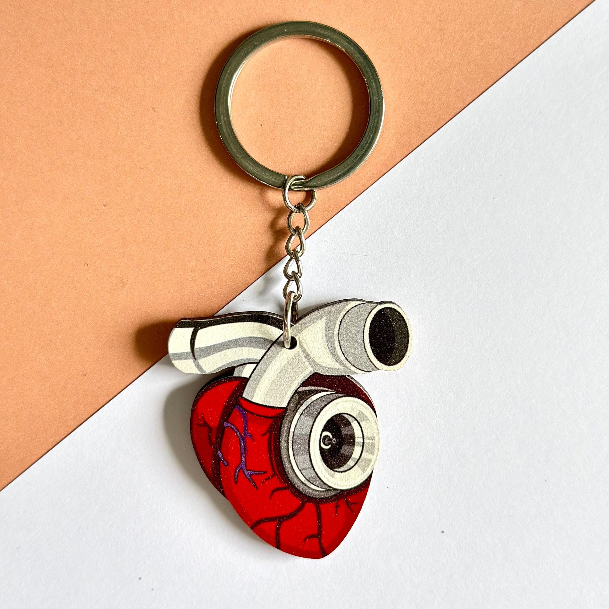 Car engine heart shape keychain