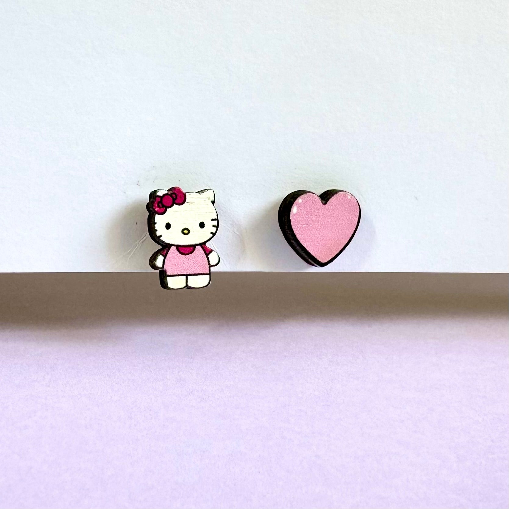 Hello Kitty wooden earring