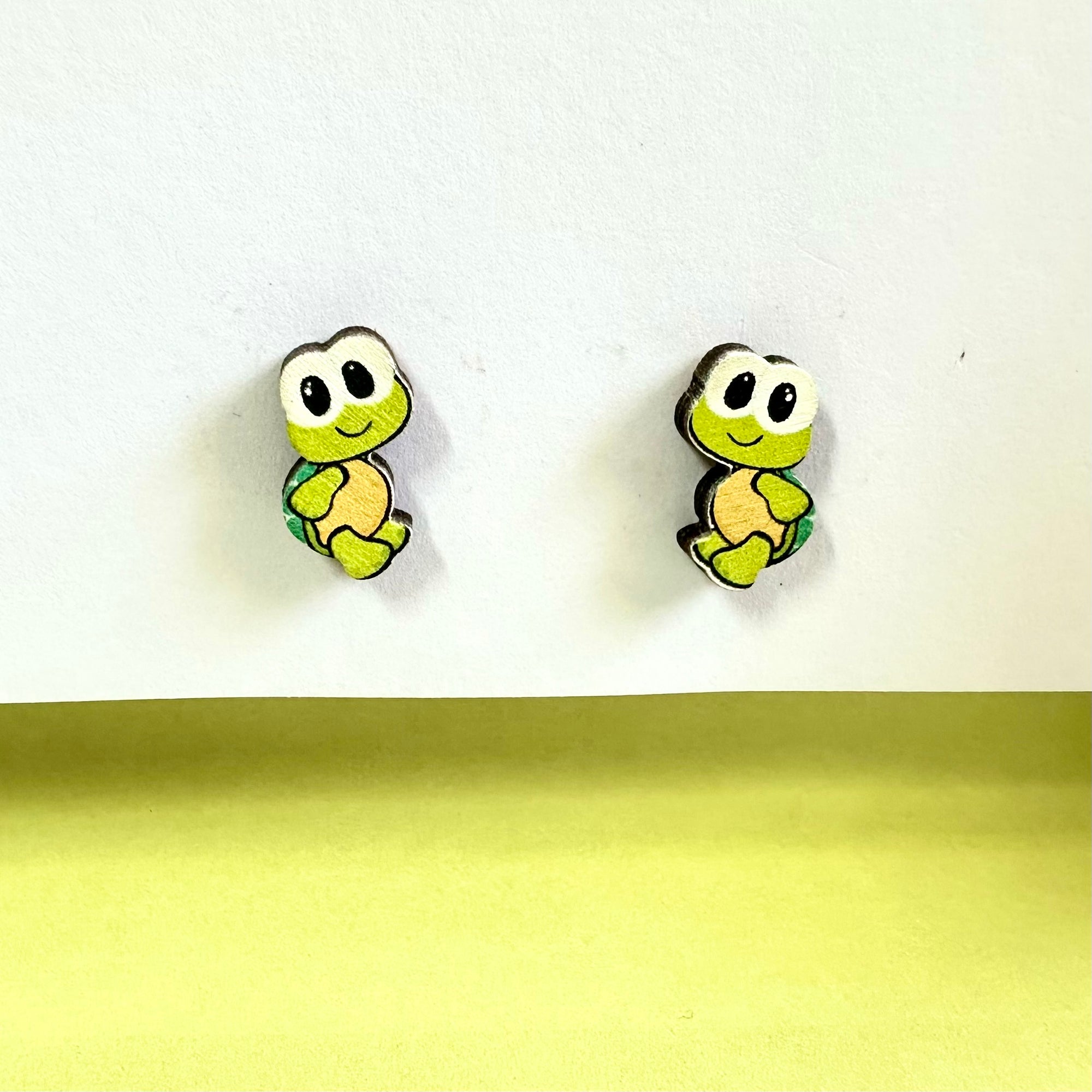 Turtle wooden earring