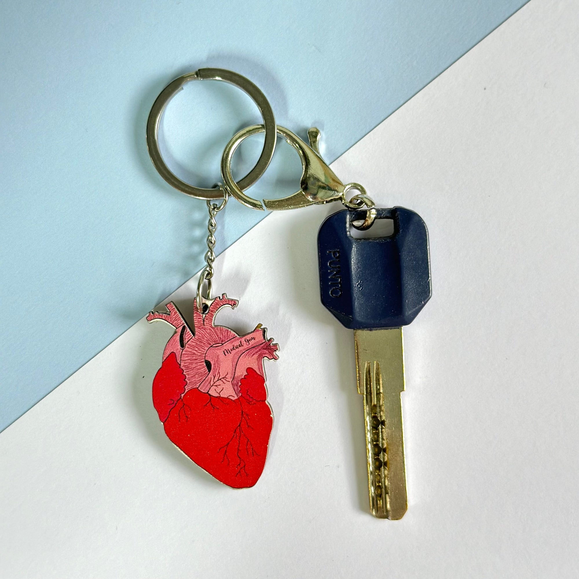 Anatomical red heart keychain