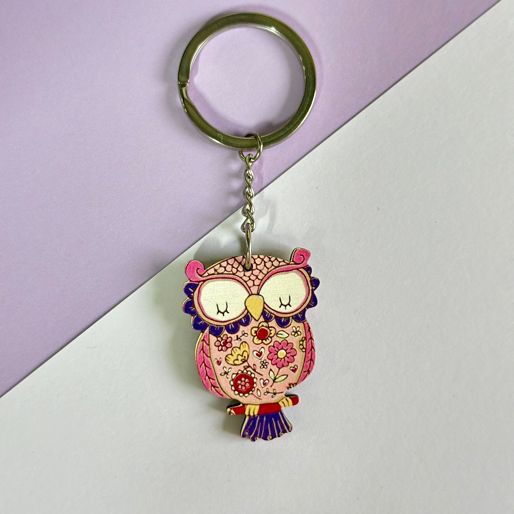 Pink Owl Keychain