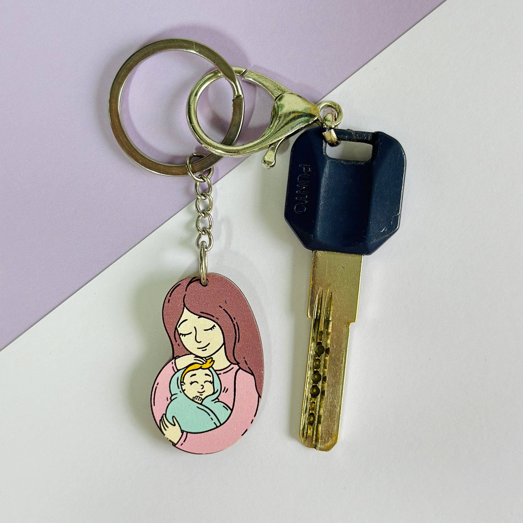 Mother and baby keychain