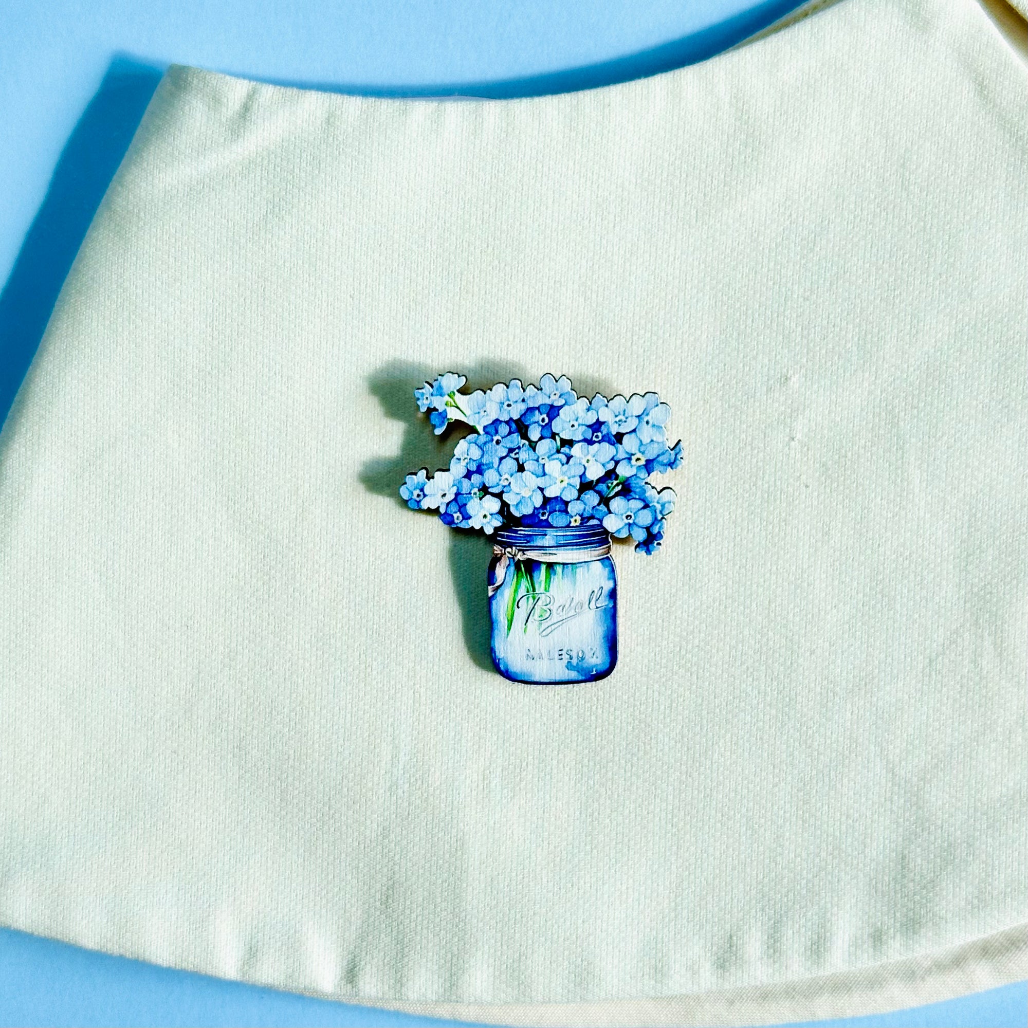 Flower Blue Kesans (Never Forget Me) in Jar/Larnak, Accessory Brooch