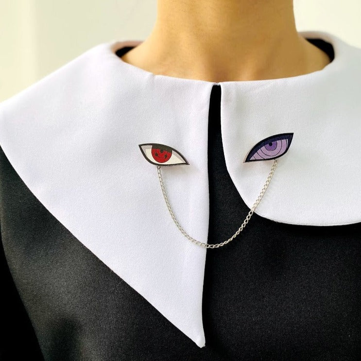 Anime Naruto: Sharingan eye and Rinnegan eye brooch accessory