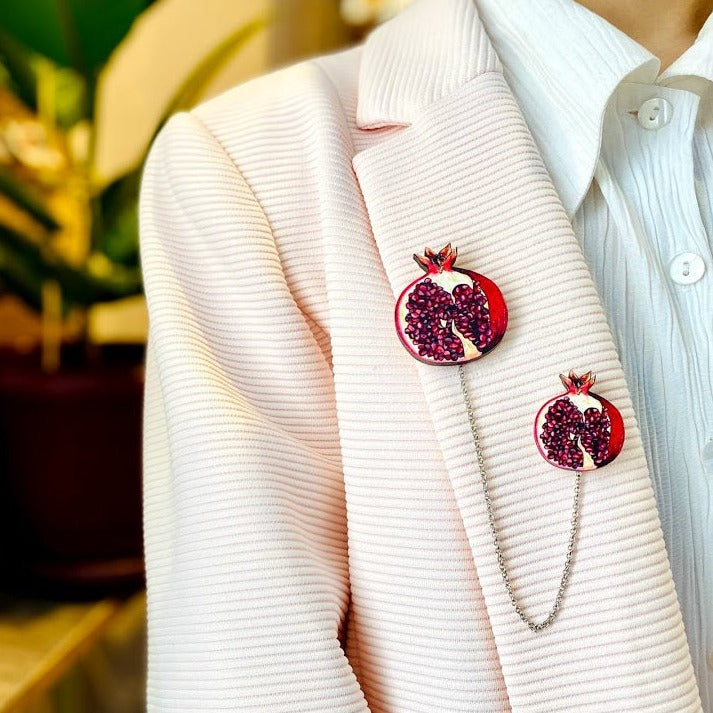 Red pomegranate brooch