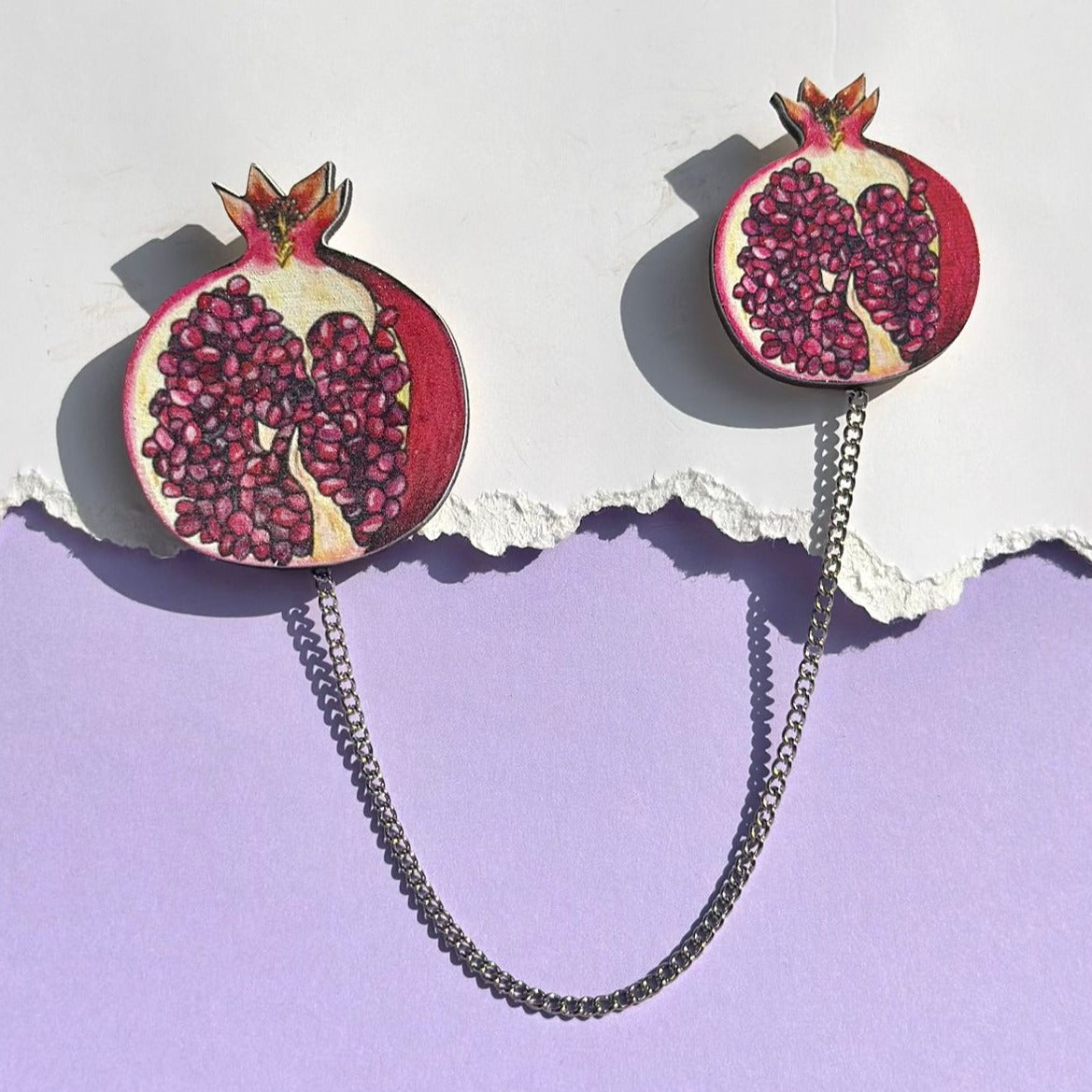 Red pomegranate brooch