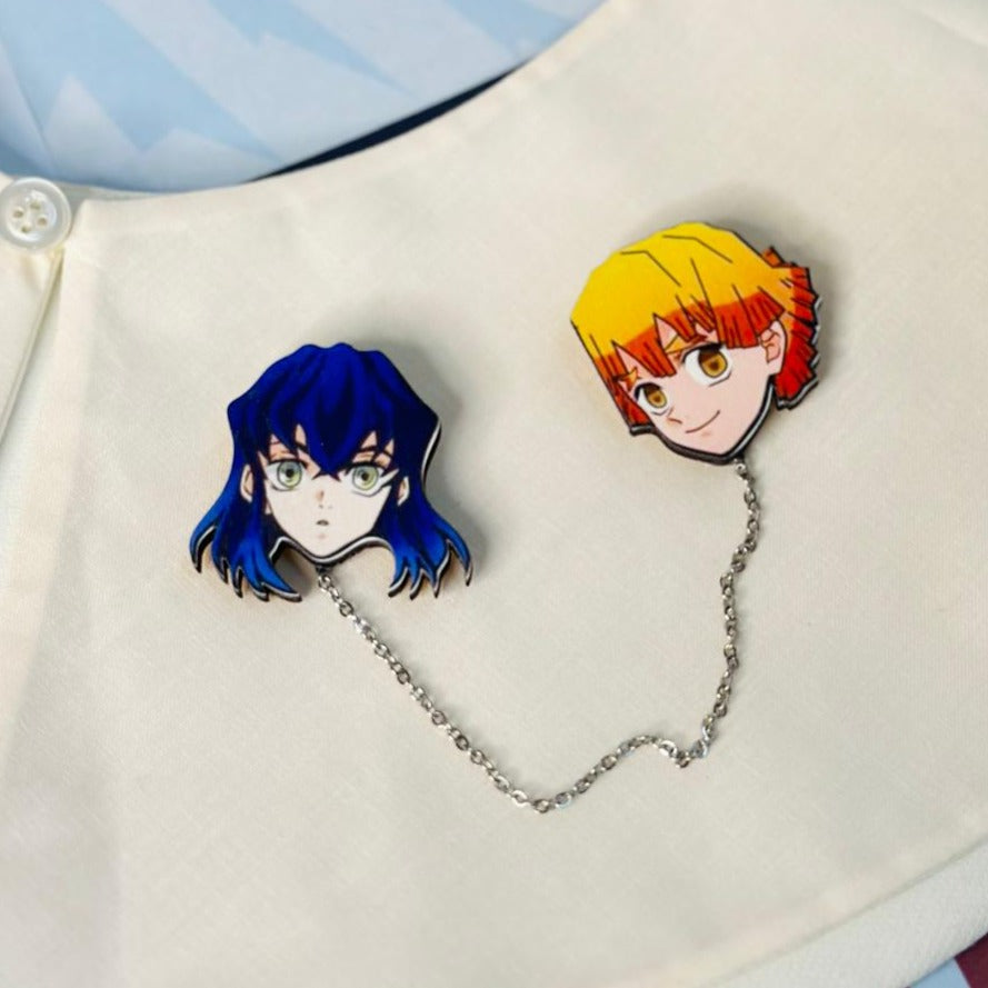 Anime Demon Slayer Zenitsu&amp;Inosuke Brooch Accessory