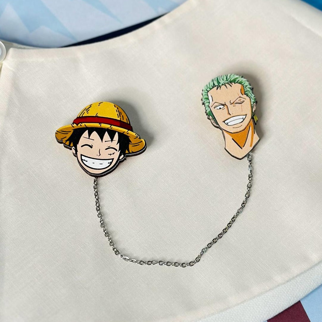 Anime One Piece Monkey D.Luffy &amp; Zoro Brooch Accessory