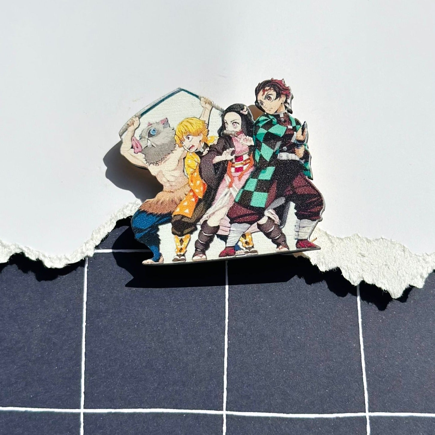 Anime Demon Slayer Tanjiro, Nezuko, Zenitsu and Inosuke Brooch Accessory