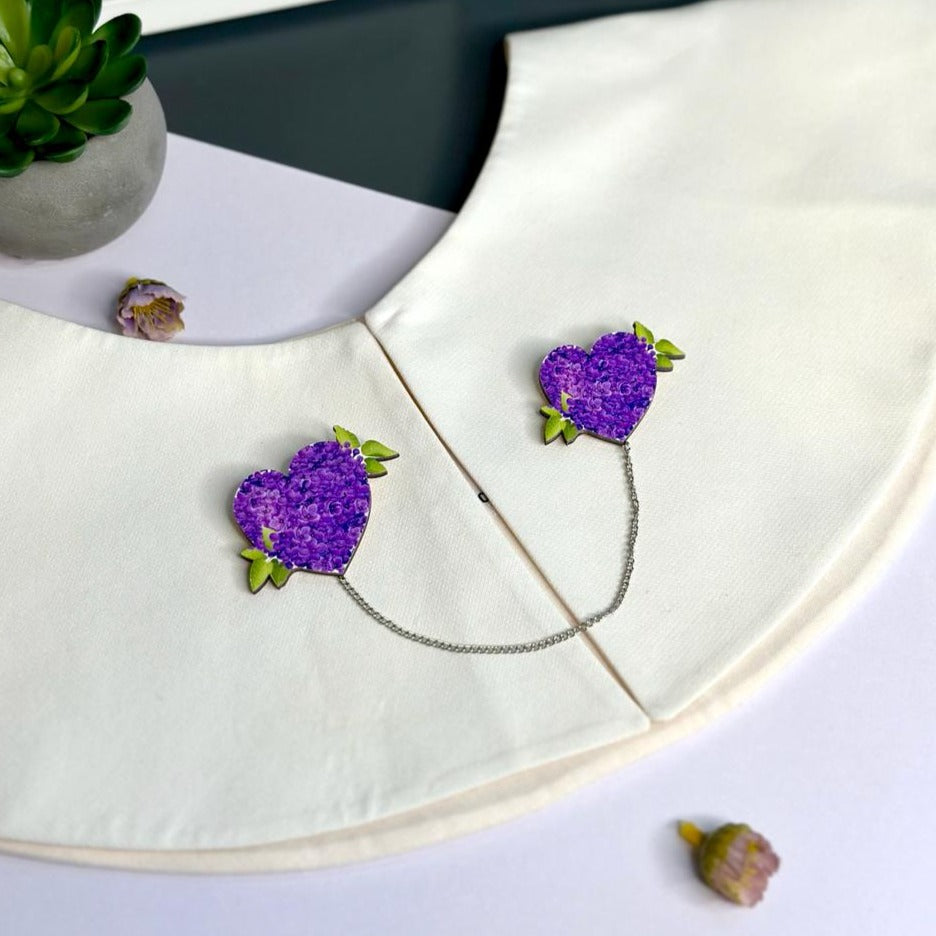 Lilac hearts brooch