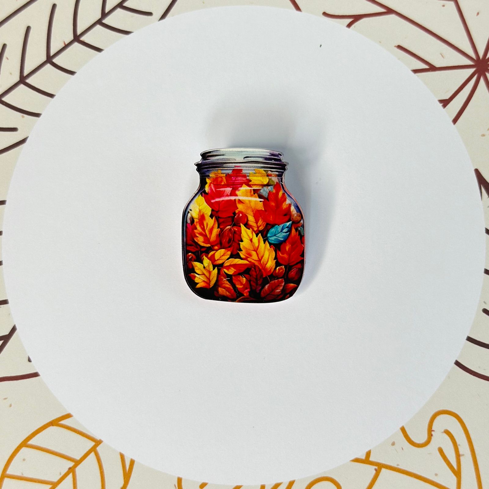 Autumn leaves in a jar. Glass brooch