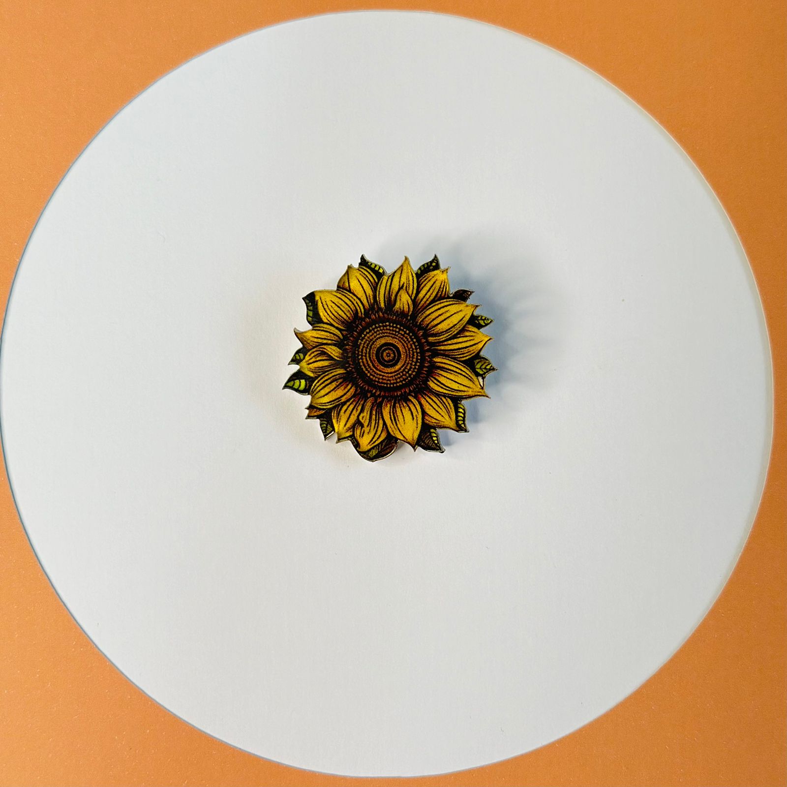 Sunflower glass brooch